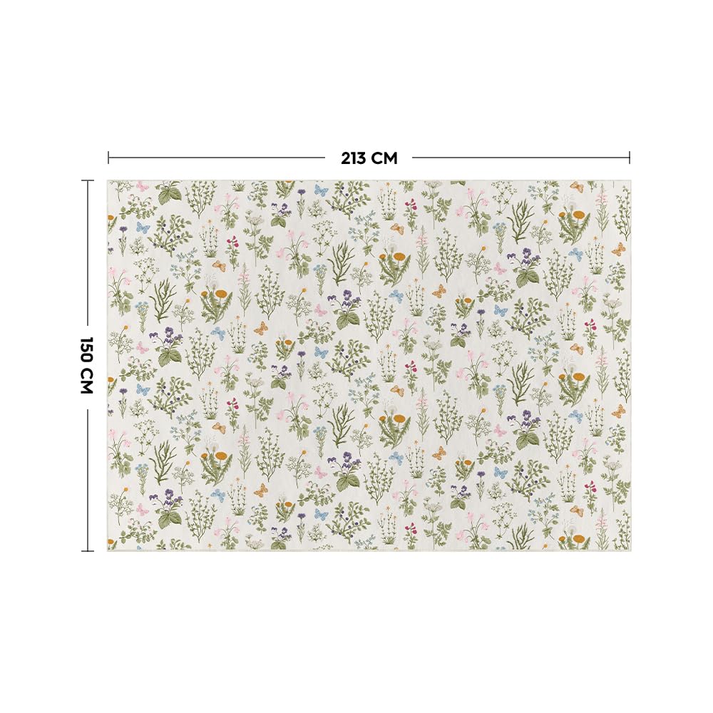 Artoid Mode Wild Floral Antique Herbs Area Rug, Home Decor Low-Profile Area Rugs for Entryway Bedroom Living Room Laundry Room Indoor 5x7 Feet