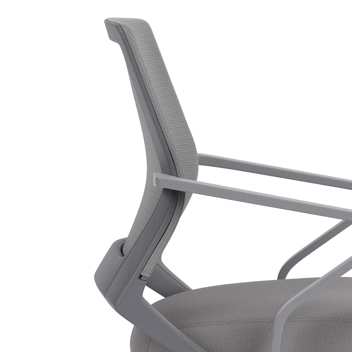 Integrated Fixed Arms and Generous Recline, Built-in Lumbar Support for Compact Home Offices, 5-Star Swivel Base and Grey Frame, Lilac