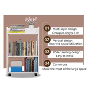 Flexible Bookcases 2 Tiers Bookshelf with Wheels Rolling Bookcase Simple Large Capacity Bookshelves Living Room Bedroom Family Book Rack Perfect Furniture