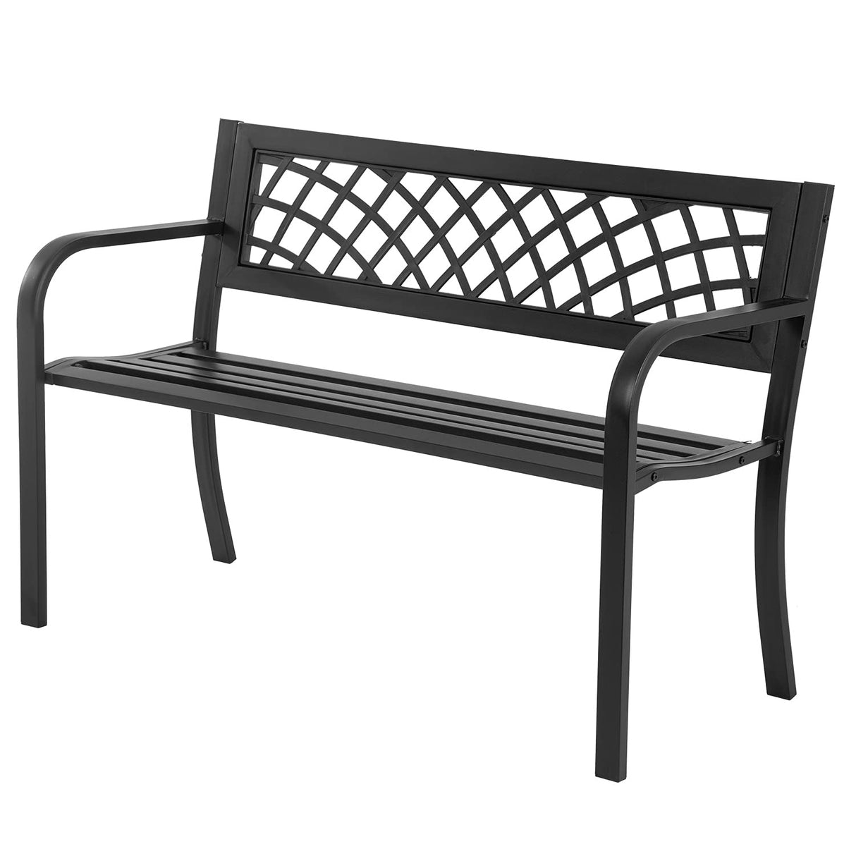 Garden Bench,Outdoor Benches,Iron Steel Frame Patio Bench