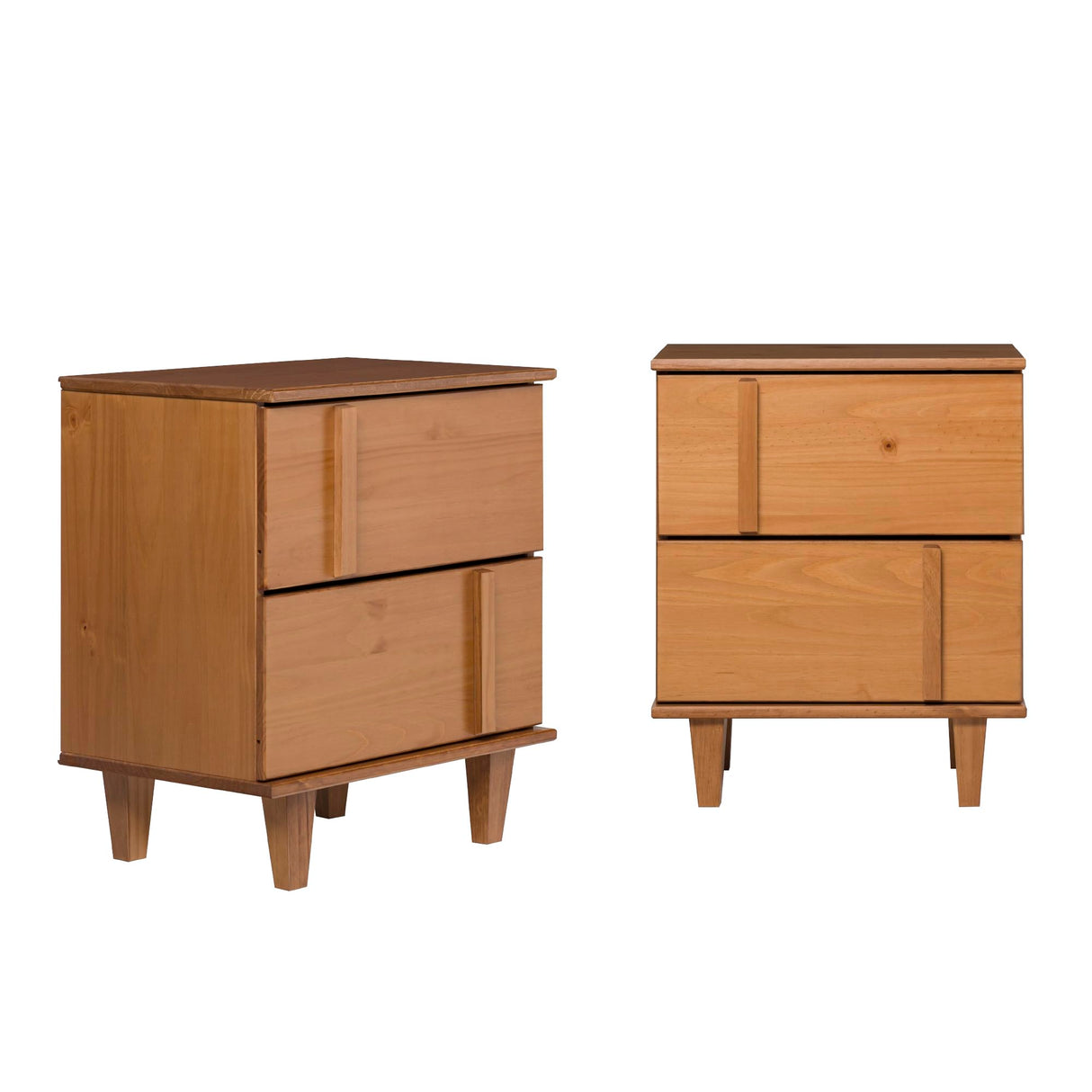2-Piece Detailed Drawer Solid Wood Nightstands