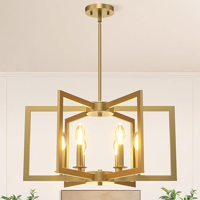 Black Chandelier, 6-Light Farmhouse Chandeliers for Dining Room Lighting Fixtures Hanging