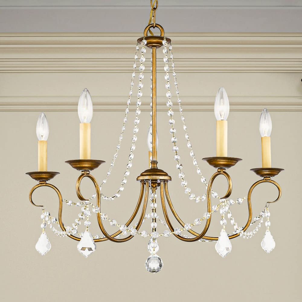 Lighting 6515-48 Pennington 5 Light Chandelier, Antique Gold Leaf