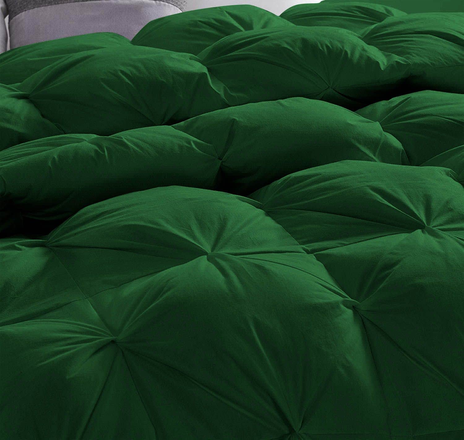 1 Piece White Pom Pom Pinch Pleated Comforter | 1000 Thread Count 100% Egyptian Cotton