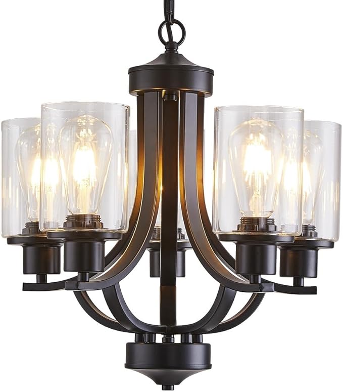 5-Light Dining Room Chandelier,Modern Small Chandeliers Black Rustic Metal