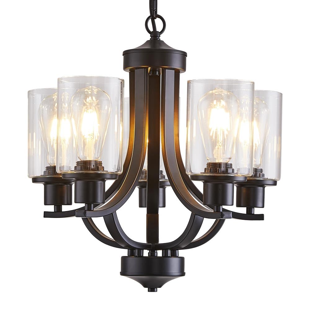 5-Light Dining Room Chandelier,Modern Small Chandeliers Black Rustic Metal