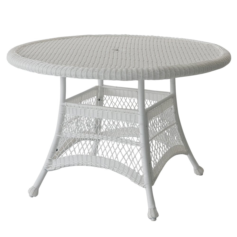 Wicker Round Dining Table, 44", White