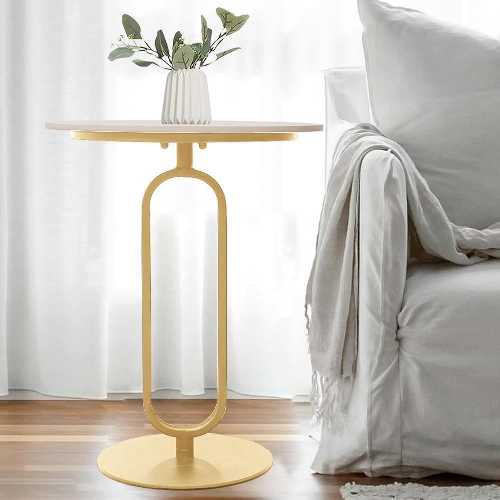 Side Table with Marble Top Metal Pub Bar Round Table Modern Sofa Side End Table Coffee