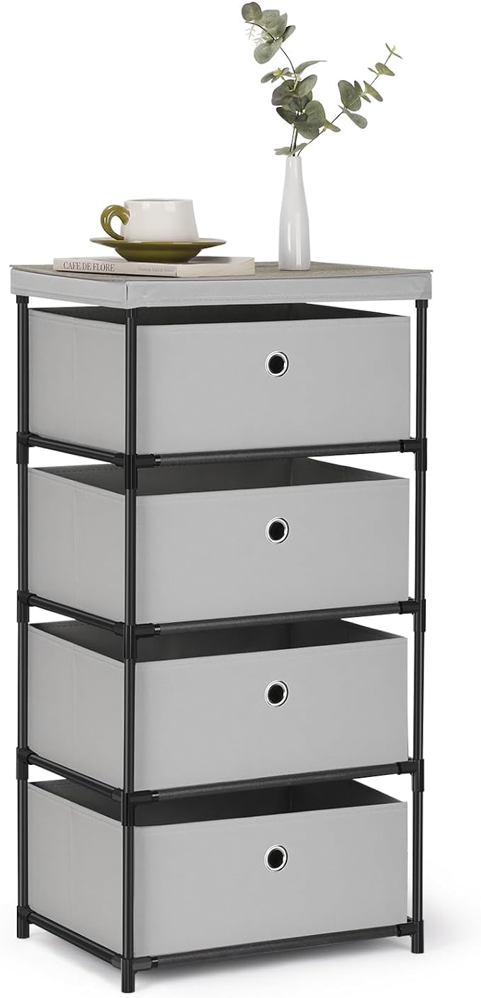 Fabric Storage Dresser with Drawers, 4 Drawers Clothes Organizer and Storage Tower for