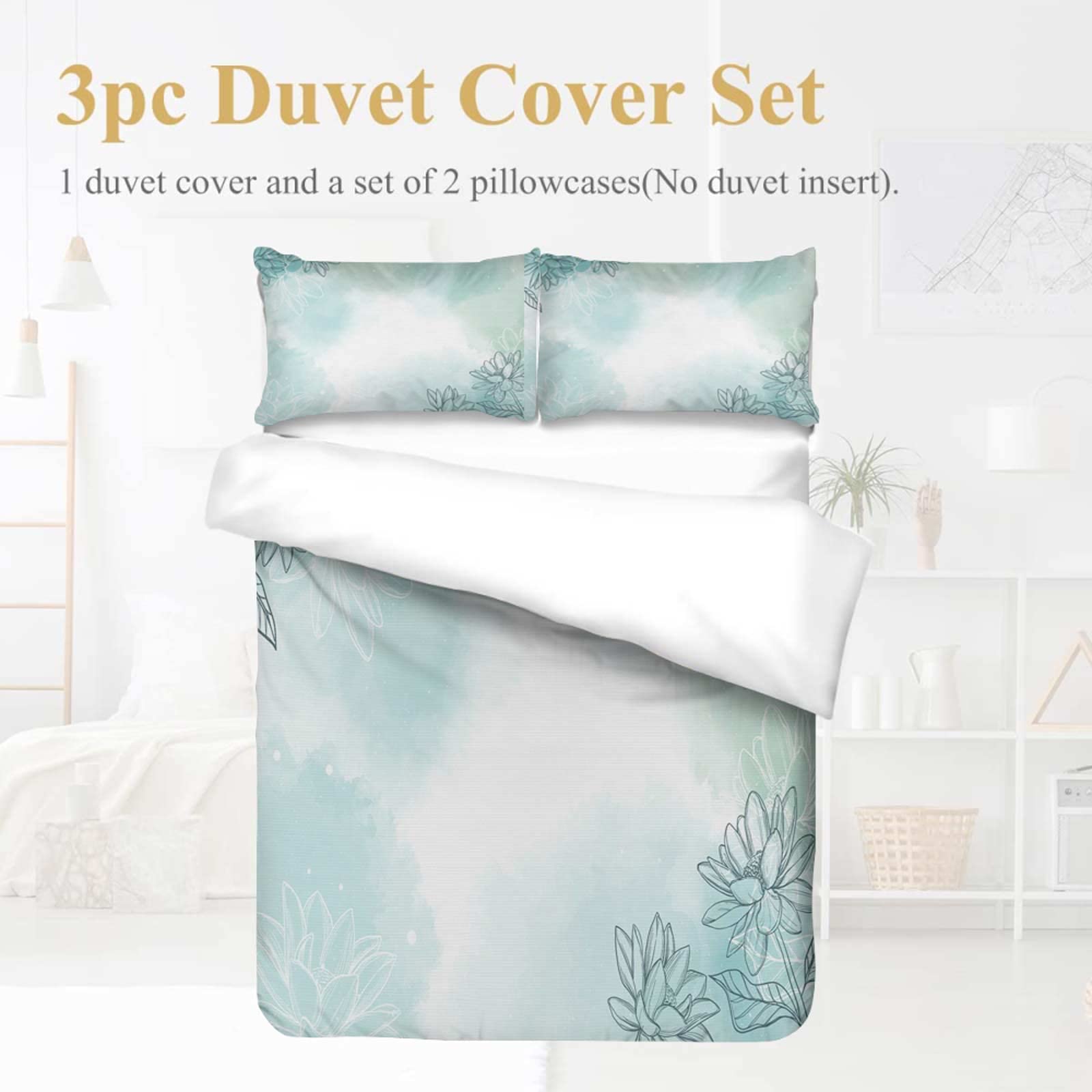 Printed Comforter Cover Set King Size Flowers Petals Leaves Foliage Floral Pattern Branch Corolla Spring Bouquet Abstract Modern Colorful Bedspread Room Decor for Kids Boys and Girls