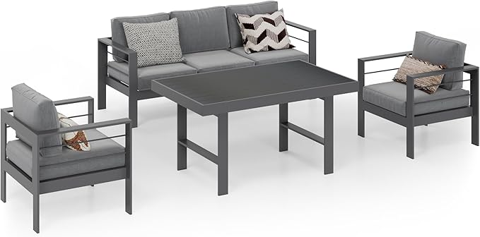 Aluminum Outdoor Patio Furniture Sets, 6 Piece Metal Patio Conversation Sets