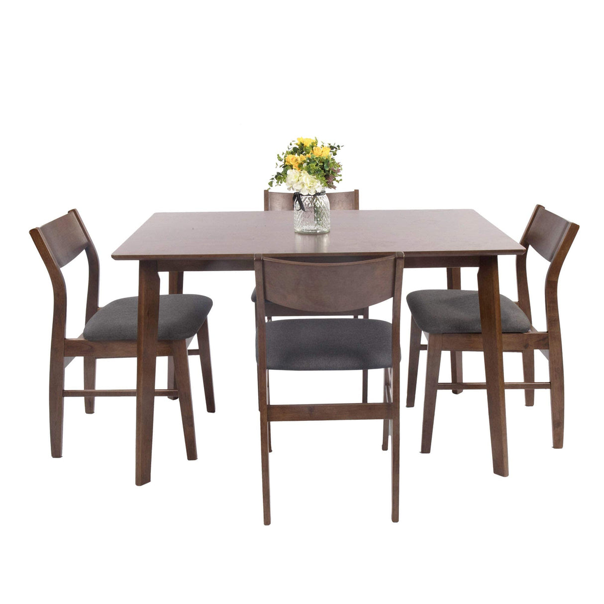 Piece Kitchen & Dining Sets Wooden Kitchen Table and Chairs Compact Farmhouse Dining Room Set Solid Wooden Frame, Brown