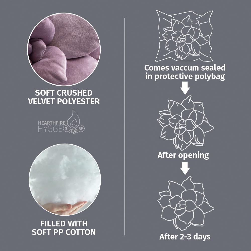 3D Large Succulent Pillow | 17" Soft Purple Leaf Pillow, Flower Shaped Pillow