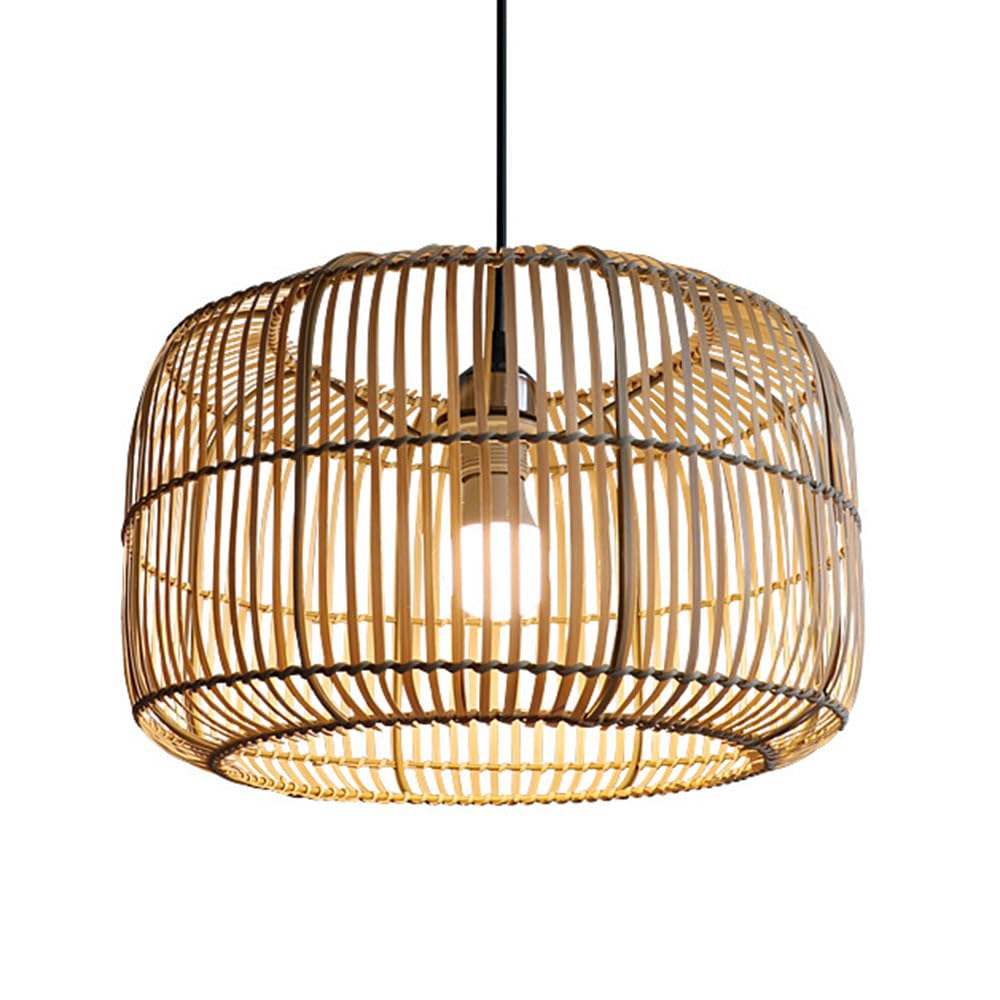 Bamboo Basket Pendant Light - Hollow Creative Lamp Shade Bohemian Wicker Lantern Ceiling Chandelier