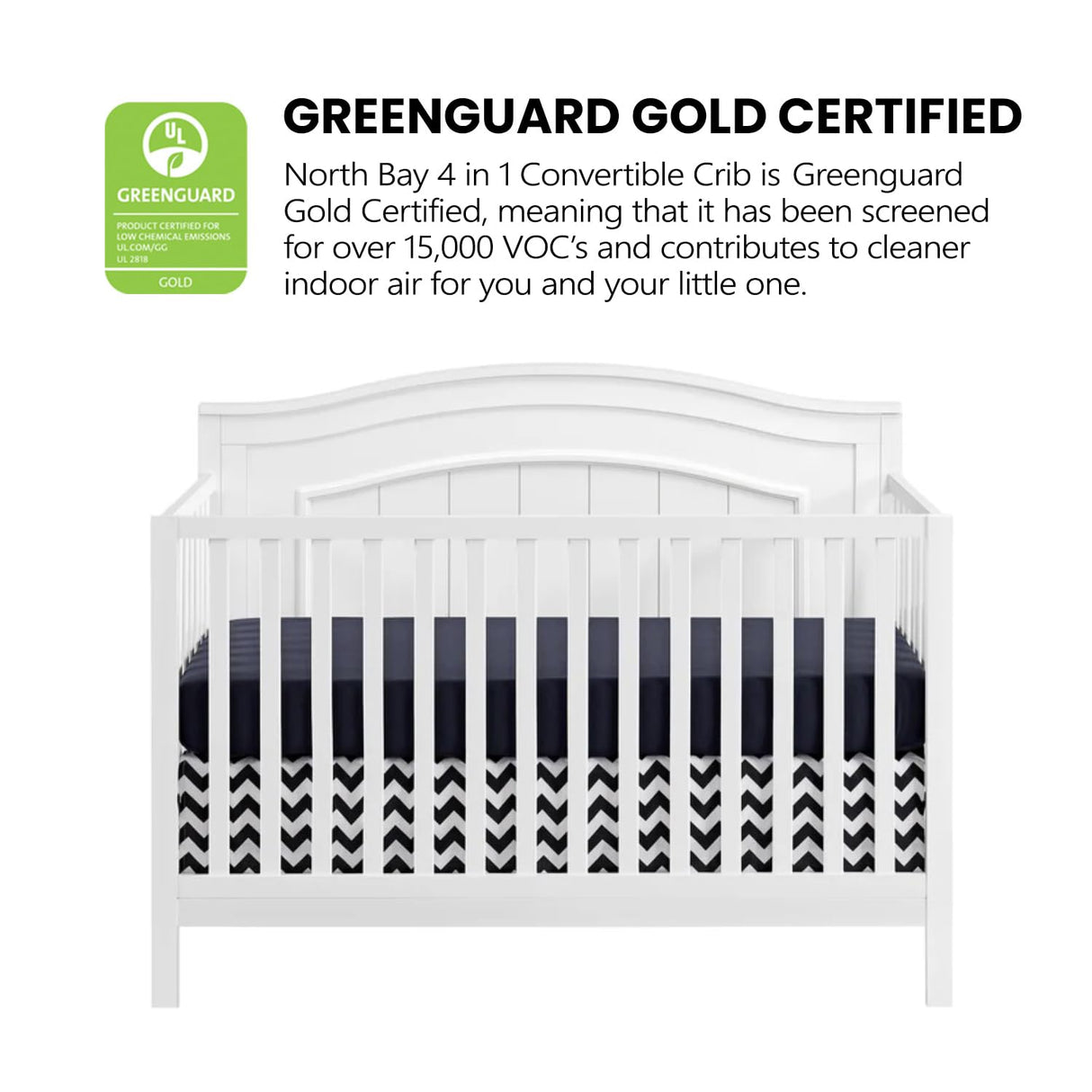 North Bay 4-in-1 Convertible Crib, Snow White, GreenGuard Gold Certified