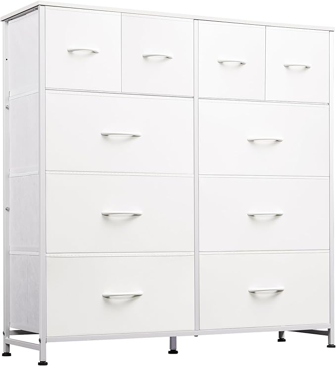 Dresser for Bedroom with 10 Fabric Drawers, Tall Chest Organizer Units for Clothing