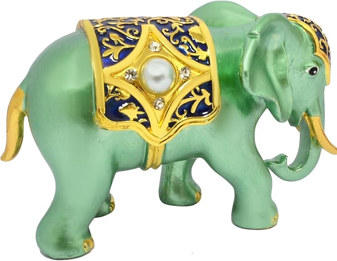 Blue Lucky Elephant Good Fortune Protection Home Statue Office Decor Figurine (Blue)