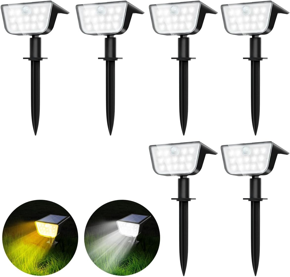 Solar Spot Lights Outdoor Motion Sensor, IP68 Waterproof Solar Landscape Spotlights
