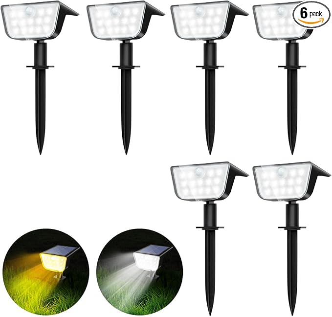 Solar Spot Lights Outdoor Motion Sensor, IP68 Waterproof Solar Landscape Spotlights