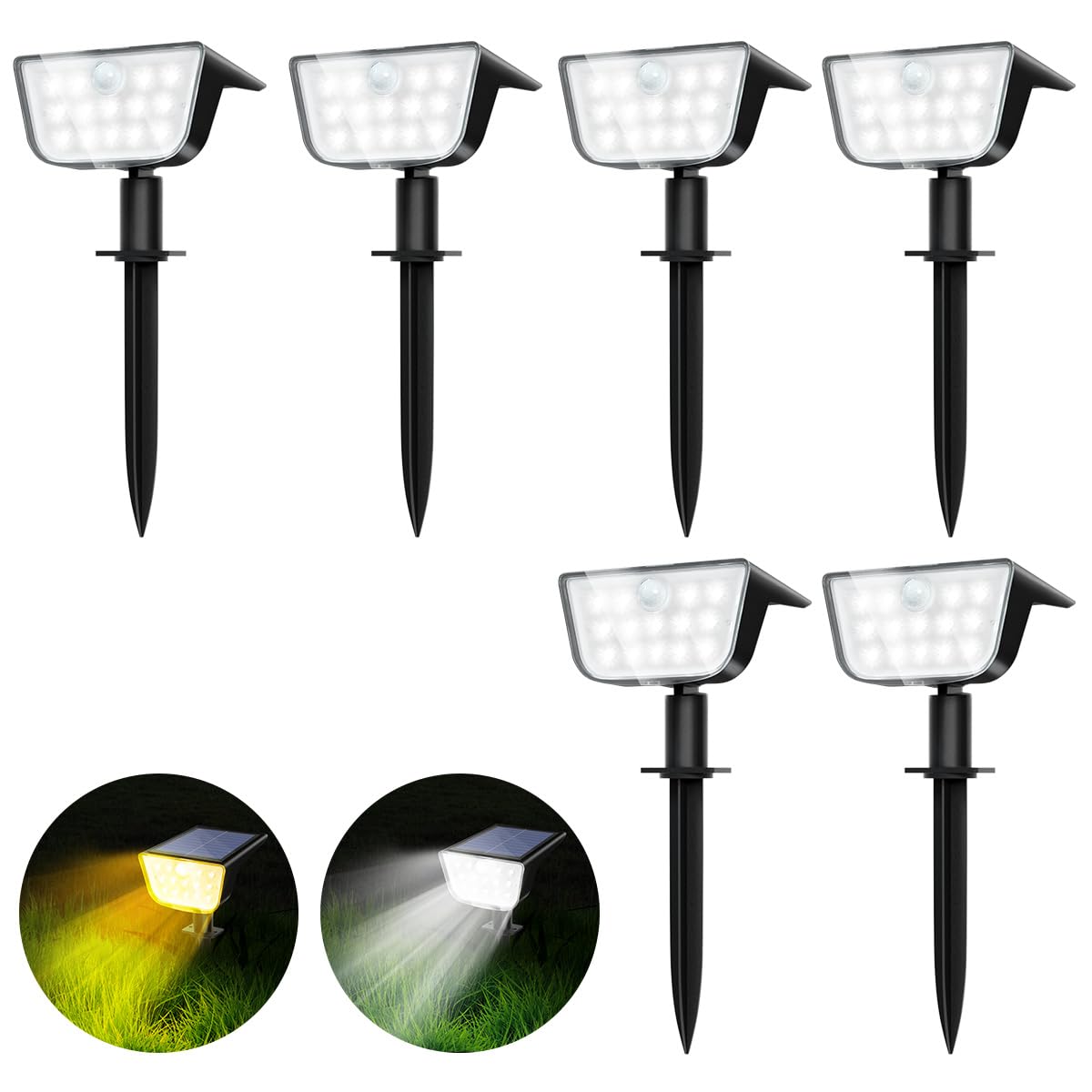 Solar Spot Lights Outdoor Motion Sensor, IP68 Waterproof Solar Landscape Spotlights
