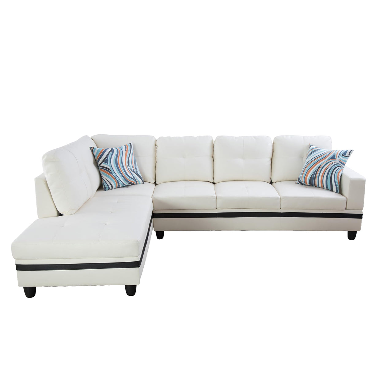 L Shaped Couch Sectional Couches for Living Room 2 Pieces Semi-PU Leather Modular