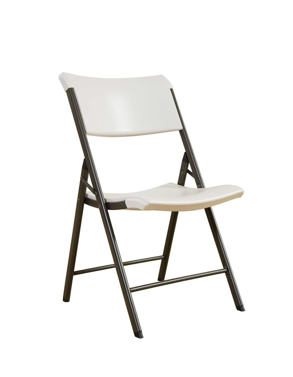 480074 Contemporary Folding Chair, Almond with Bronze Steel Frame, 4-Pack
