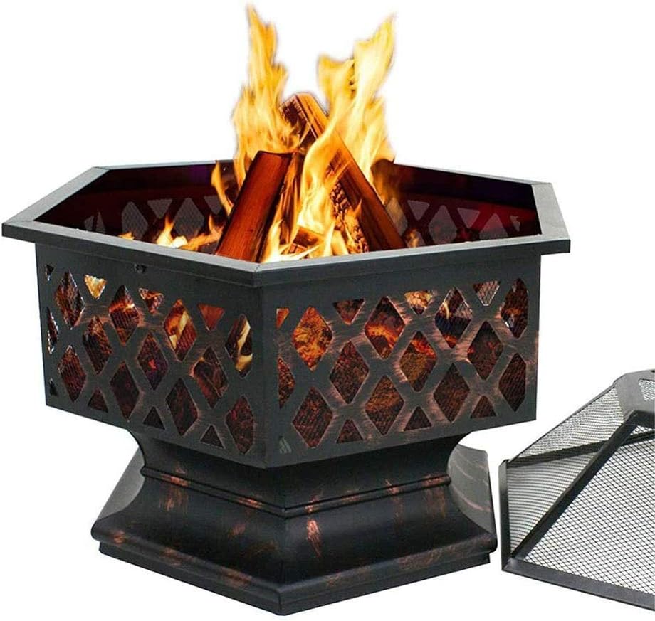 Outdoor Fire Pits Portable Metal Fire Pit Hexagon Design Fireplace Stove
