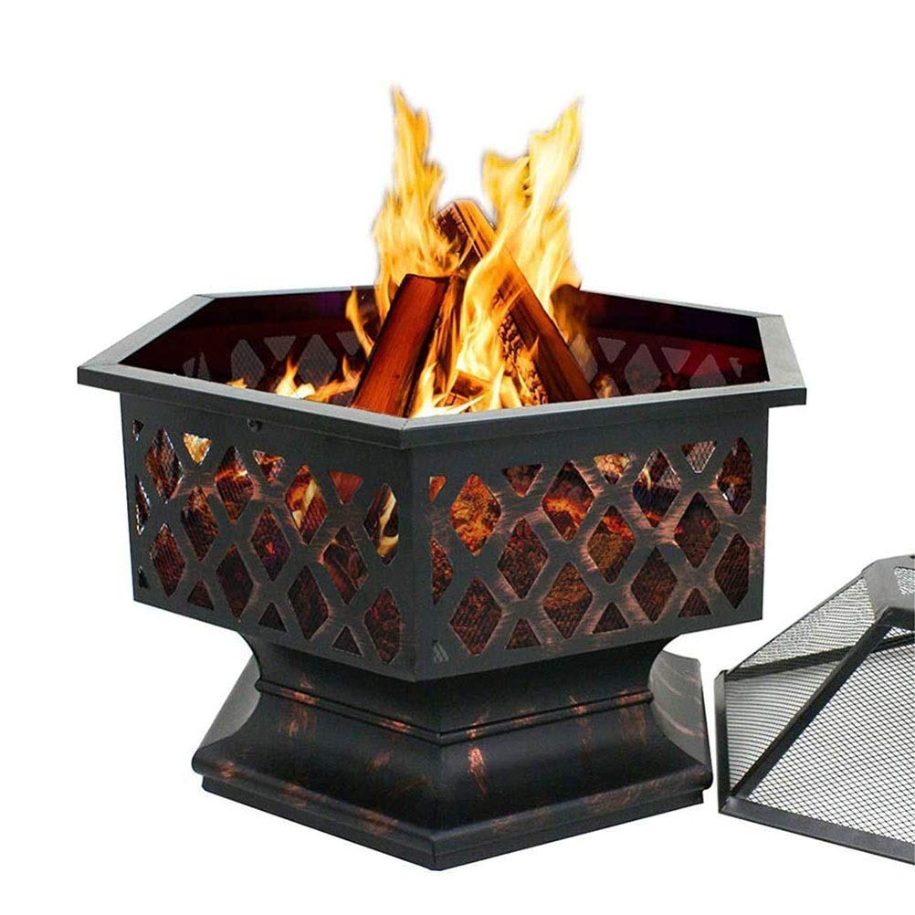 Outdoor Fire Pits Portable Metal Fire Pit Hexagon Design Fireplace Stove