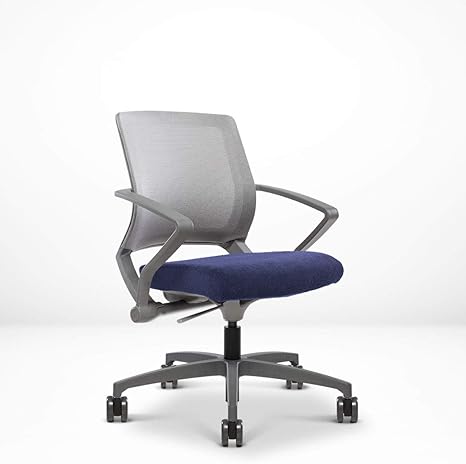 Integrated Fixed Arms and Generous Recline, Built-in Lumbar Support for Compact Home Offices, 5-Star Swivel Base and Grey Frame, Lilac