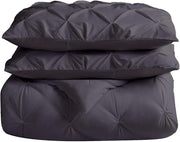 All-Season Full XL Size Dark Grey Pinch Pleated Comforter with 4 Corner Tabs 100% Organic