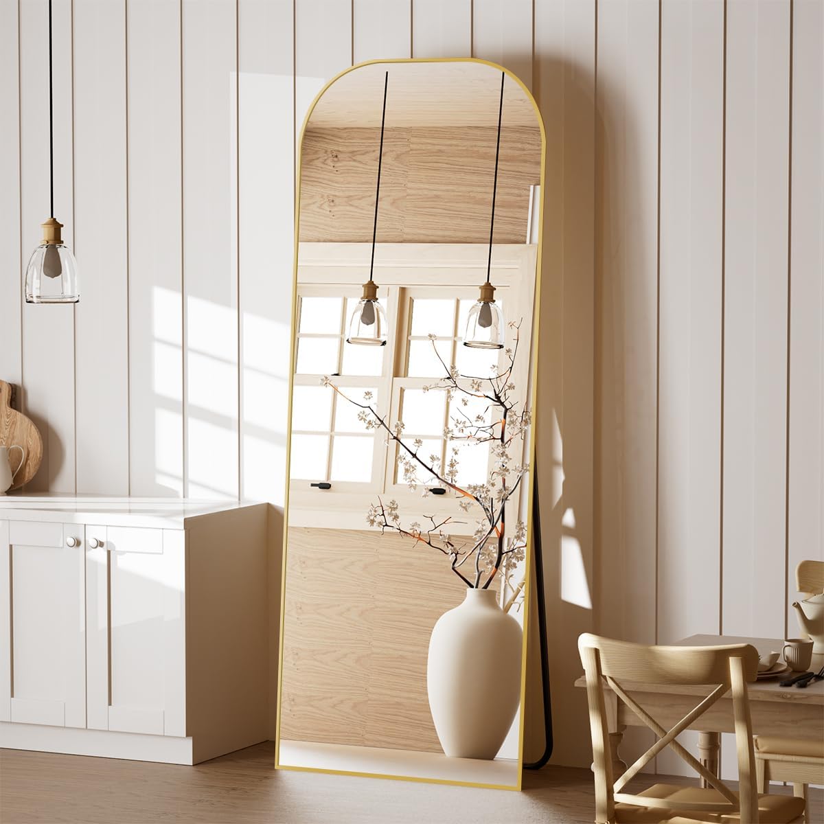 Mirror Full Length with Stand, Gold Wall Full Body Mirror