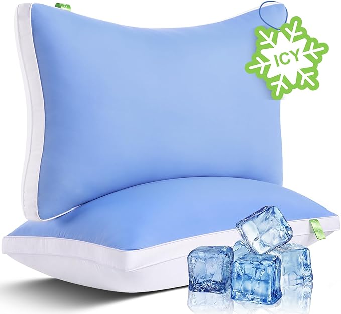 Cooling Bed Pillows Queen Size Set of 2, Cool for Hot Sleepers