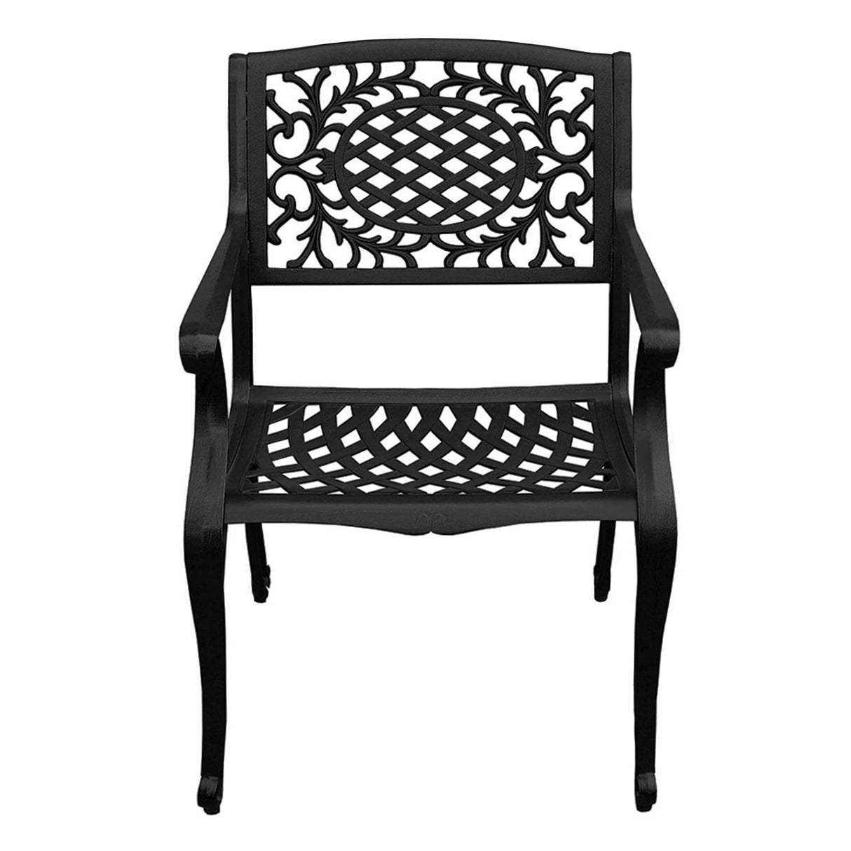 1827-2777(6)-LBK Modern Ornate Outdoor Mesh Aluminum 68-in Black Rectangular