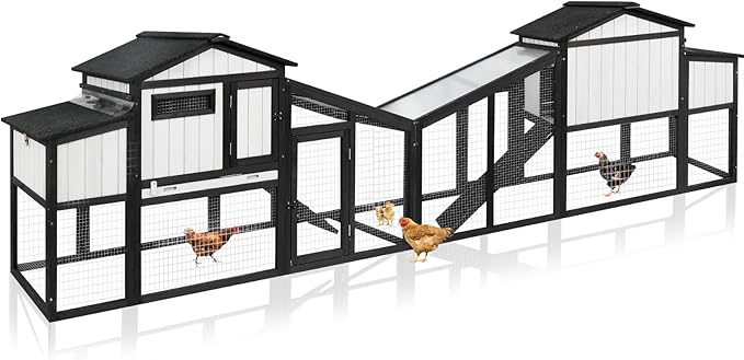 Ketive Wooden Chicken Coop with Nesting Boxes – UV-Resistant Roof & Expandable Run