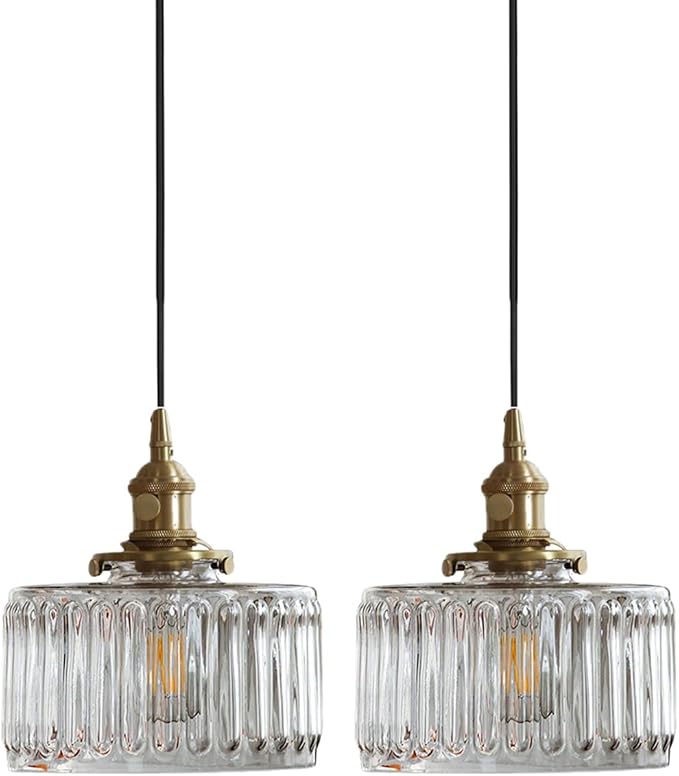 Green Pendant Light Fixtures Striped Glass One-Light Mid Century Ceiling Hanging Light S