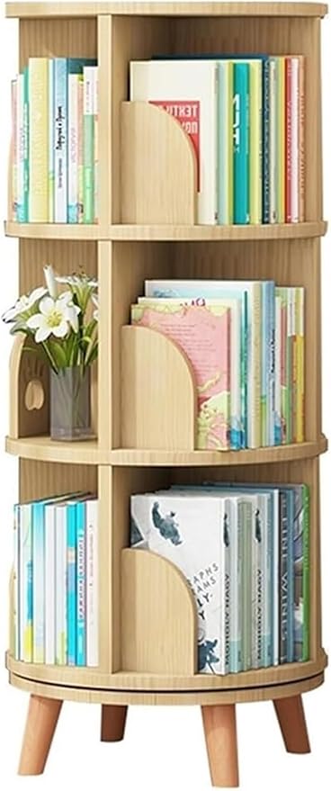 Rotating Bookshelf,Corner Bookshelf Floor Standing Bookcase Storage Rack with Legs
