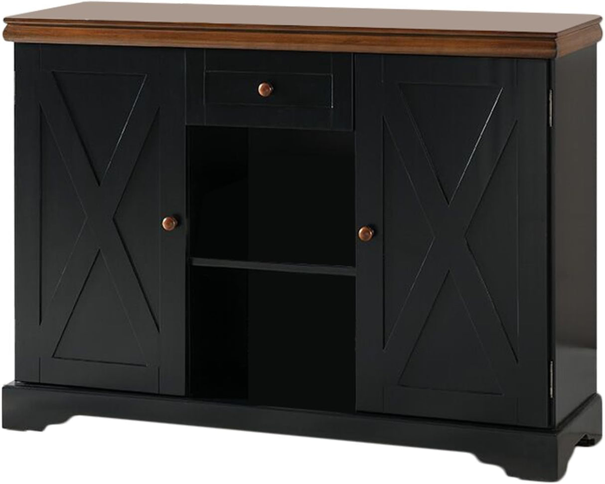 Wood Buffet Cabinet Console Table, Black / Walnut