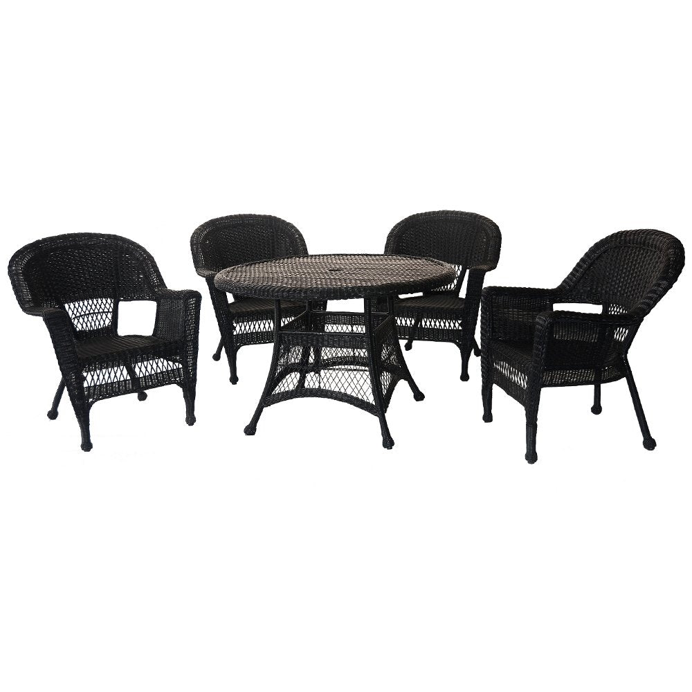 5 Piece Wicker Outdoor Dining Set, Black
