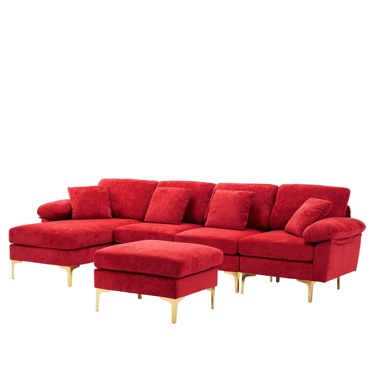 U-Shaped Sectional Sofa Couch, 4 Seat Sofa Set for Living Room