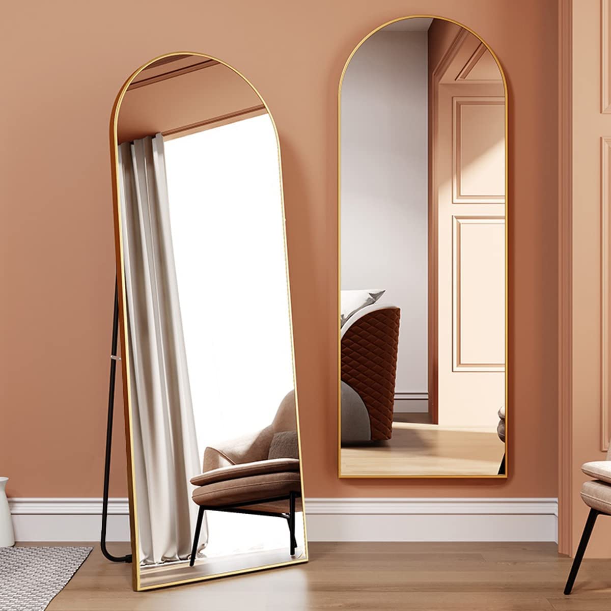 Arched Full Length Mirror, 64"x21" Free Standing Floor Mirror, Modern Full Body Mirror