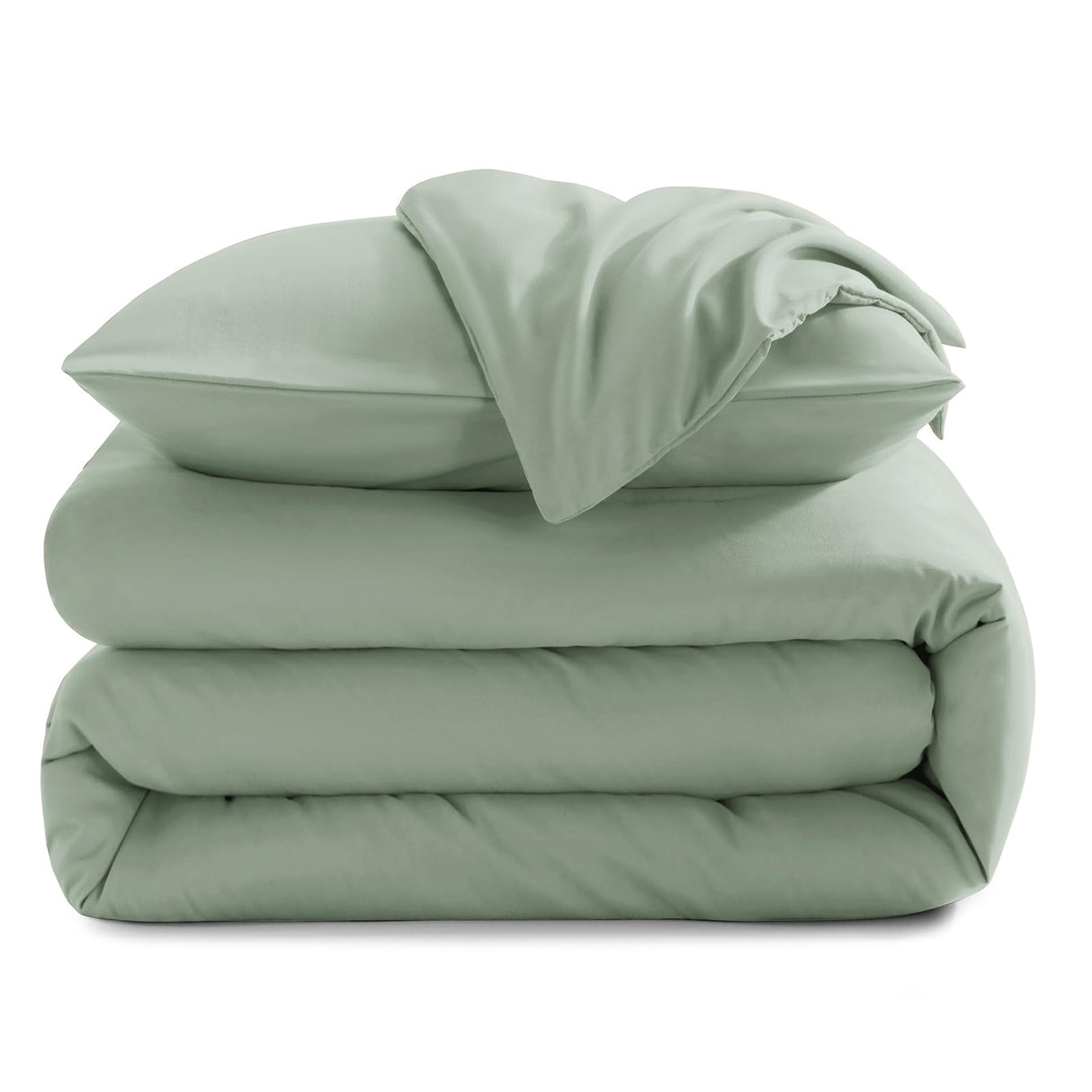 Sage Green Comforter Set Queen Size, 3 Pieces Solid Breathable Quilted Style Bedding