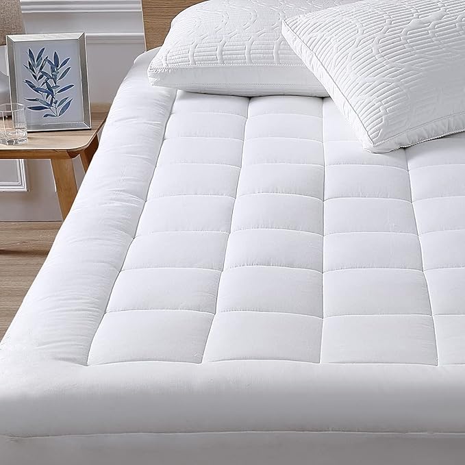 Full Mattress Pad Cover Pillow Top with Stretches to 18” Deep Pocket Fits Up to 8”-21”