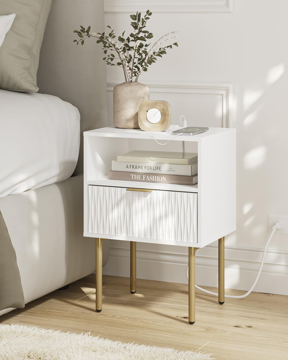 Stand Charging Station, Modern Bedside Table