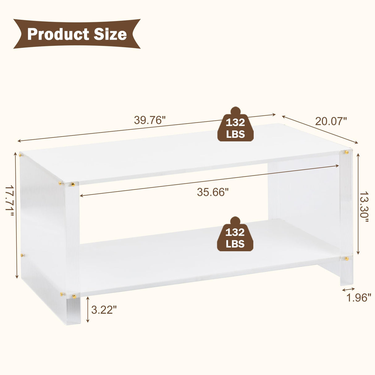 2-Tier White Coffee Table Modern, Small Wooden Coffee Table with Storage Shelf