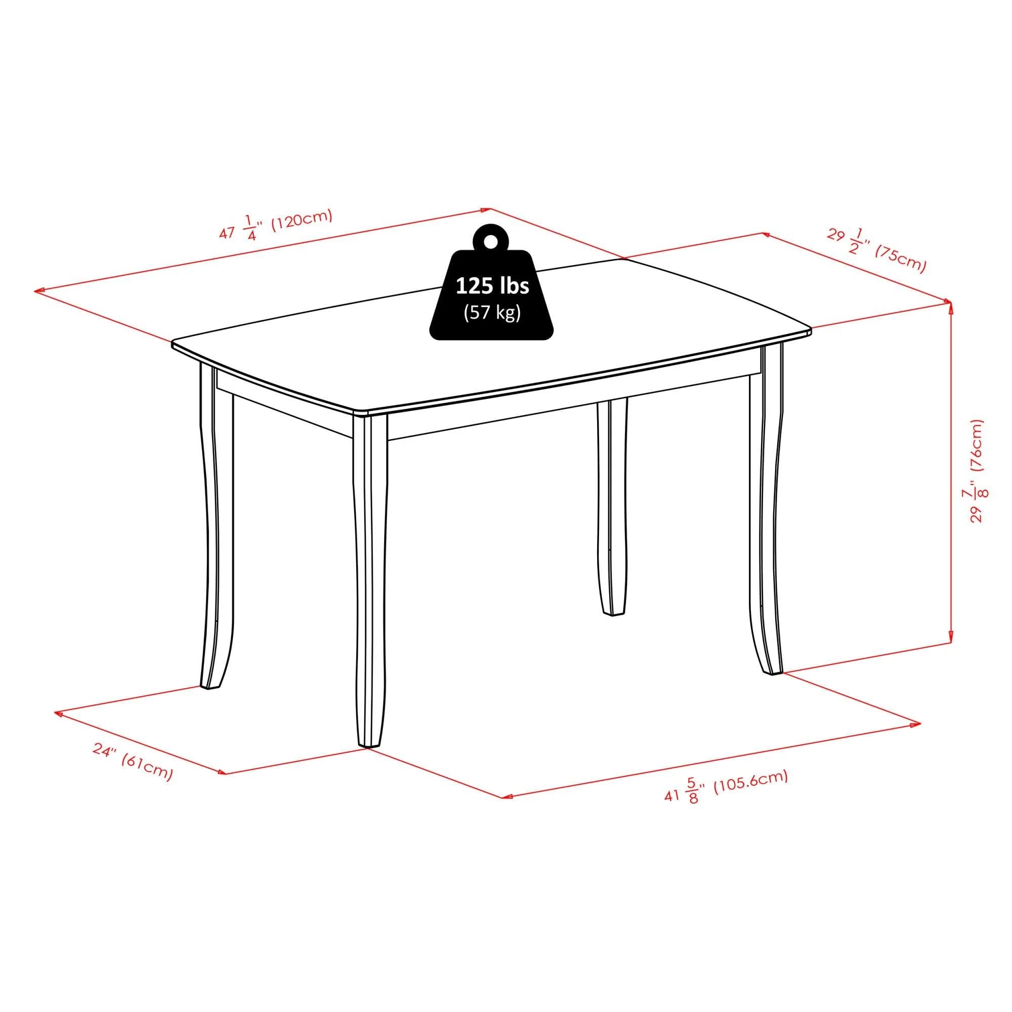 Inglewood Dining Table, Walnut, 47.24x29.53x29.13
