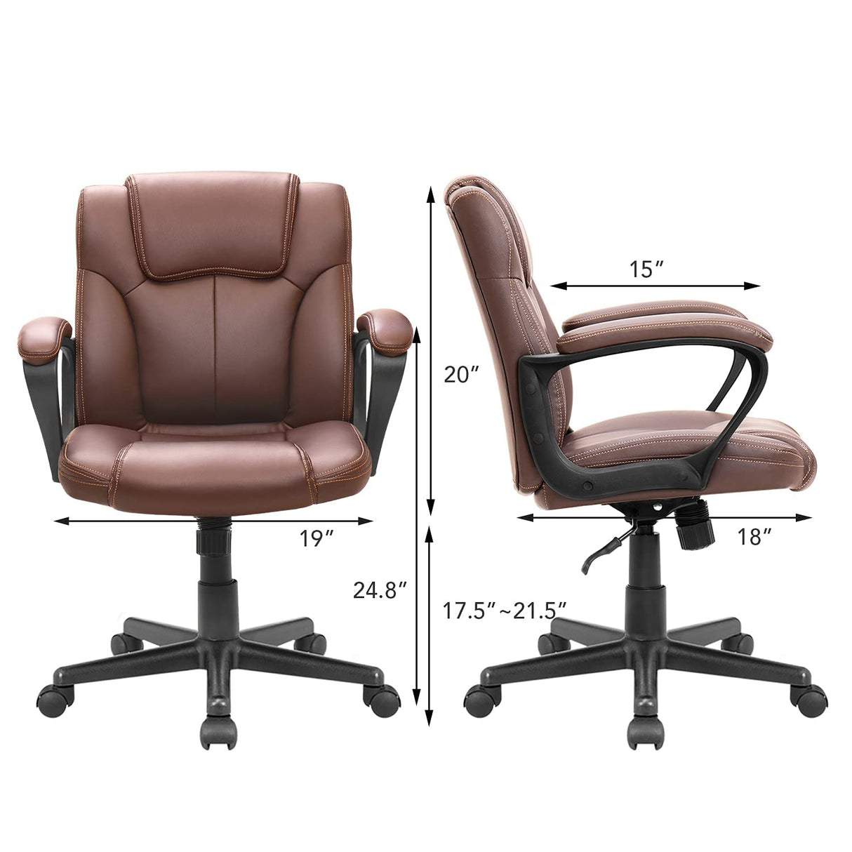 Executive Office Chair Swivel Task Seat with Ergonomic Mid-Back, Waist Support