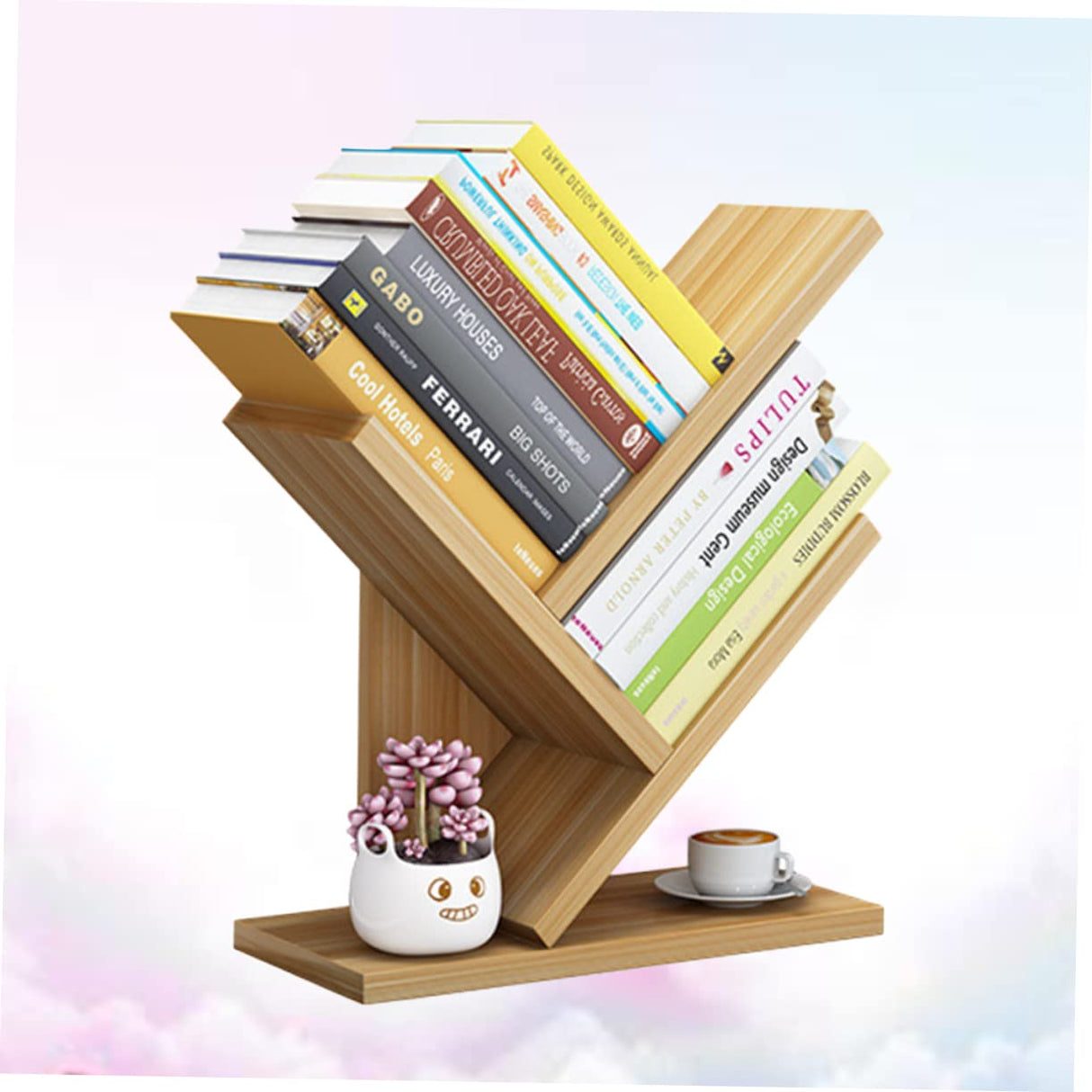 LIFKOME 3 Wooden Bookshelf Desktop Bookcase Wood Storage Shelves Wooden Book Shelf Tabletop Bookshelf Wooden Book Shelves Wooden Bookcase Book Storage Rack Bookstore Student Bamboo Simple
