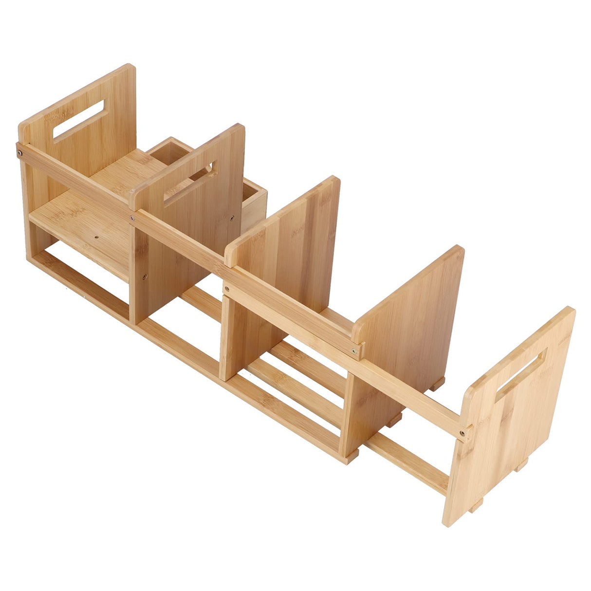 Bamboo Bookshelf, Adjustable Desktop Organizer Lightweight Stable for Home for