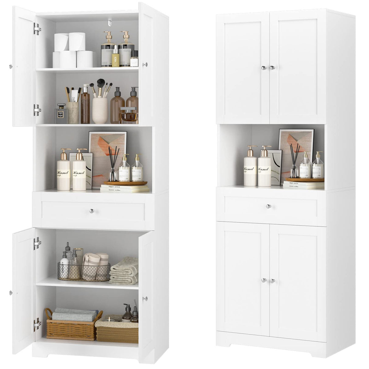 Tall Bathroom Storage Cabinets, Modern Linen Storage Cabinet