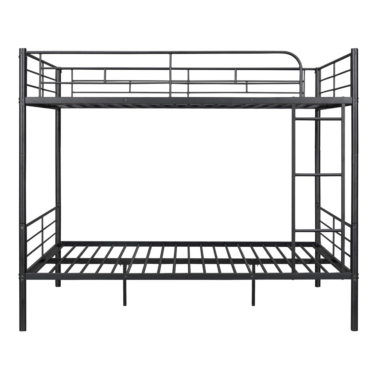Beds with Ladder and high Guardrail, Convertible Bed Frame, Heavy Duty Metal Slat Full